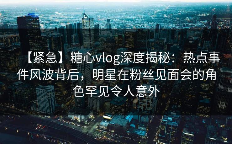 【紧急】糖心vlog深度揭秘：热点事件风波背后，明星在粉丝见面会的角色罕见令人意外